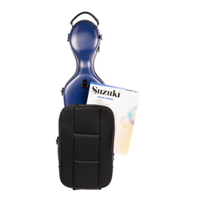 Super Light Compact lightweight Violin Case in Blue Weave Back with Pocket and Book