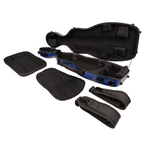 Super Light Compact lightweight Violin Case in Blue Weave Open Interior with Accessories