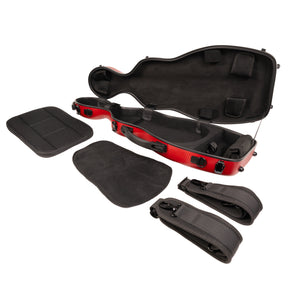 Super Light Compact lightweight Violin Case in Red Weave Open Interior with Accessories