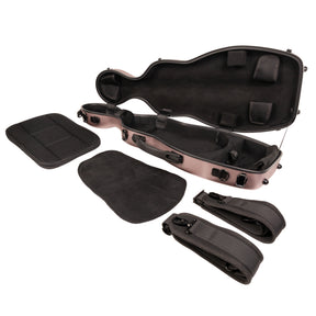 Super Light Compact lightweight Violin Case in Rose Gold Open Interior with Accessories