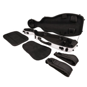 Super Light Compact lightweight Violin Case in White Weave Open Interior with Accessories
