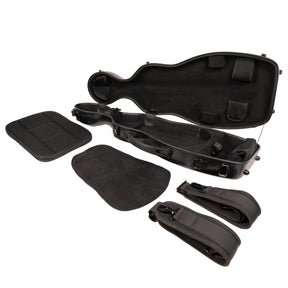 Super Light Compact lightweight Violin Case in Black Weave Open Interior with Accessories