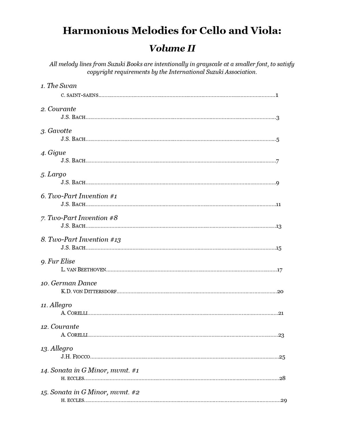 Yasuda, Martha - Harmonious Melodies For Cello and Viola, Volume II - Digital Download