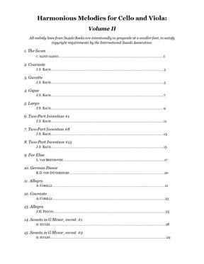 Yasuda, Martha - Harmonious Melodies For Cello and Viola, Volume II - Digital Download