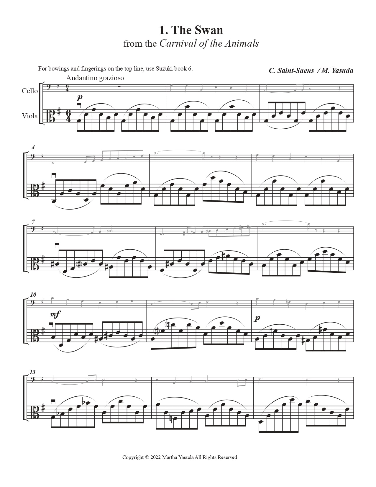 Yasuda, Martha - Harmonious Melodies For Cello and Viola, Volume II - Digital Download