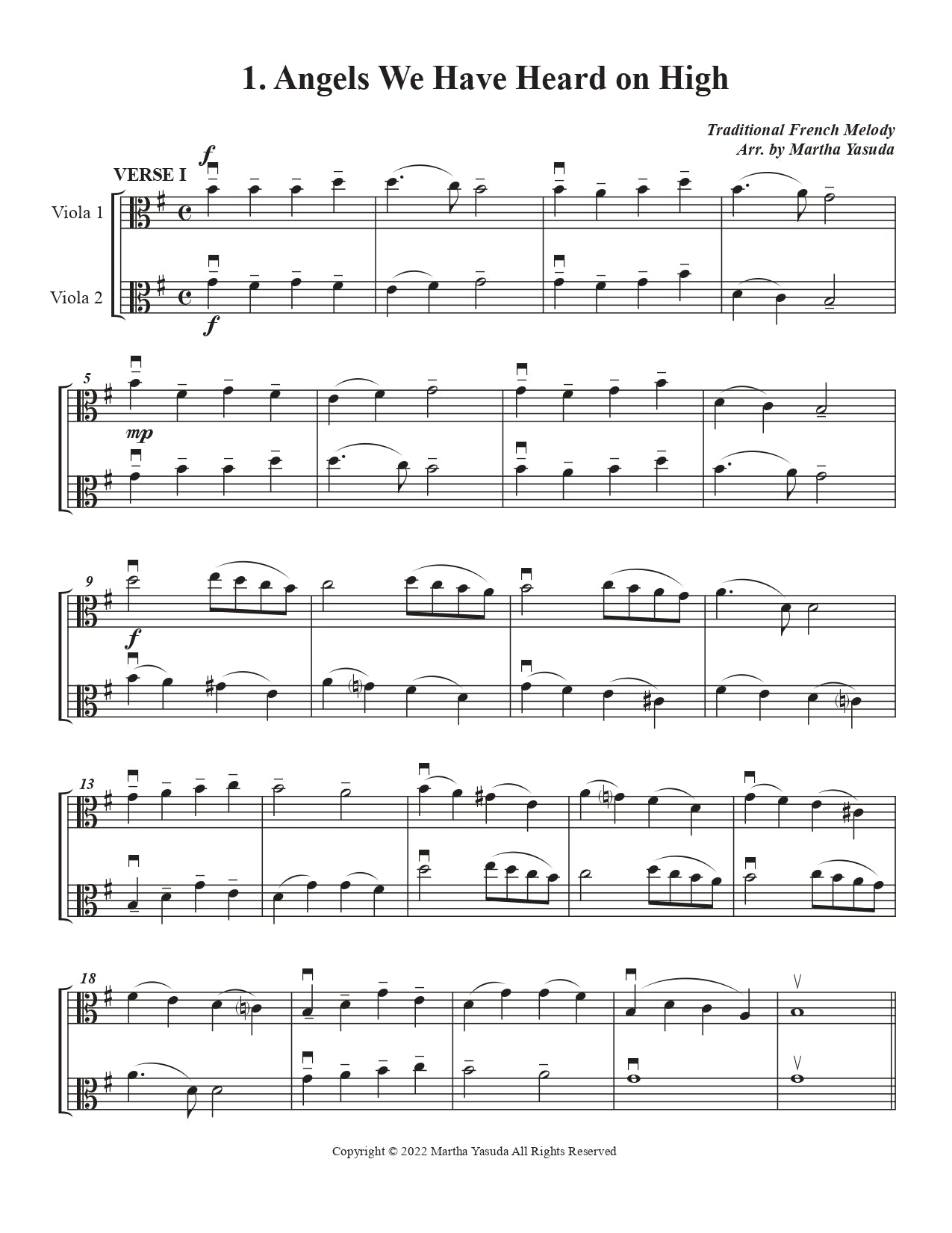 Yasuda, Martha - Christmas Melodies For Viola: Duets Cubed (Advanced) - Digital Download