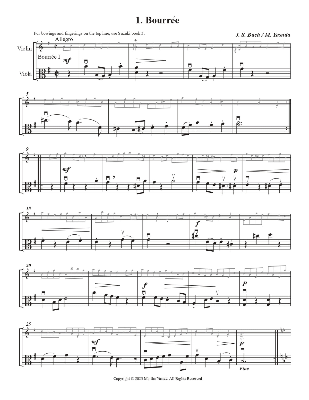 Yasuda, Martha - Harmonious Melodies, Versatile Arrangements for Violin, Viola, and Cello, Volume I - Digital Download