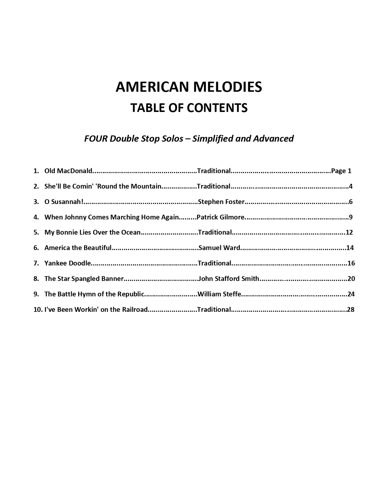 Yasuda, Martha - American Melodies: Double Stop Solos For Violin, Volume I & II - Digital Download