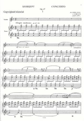 Sibelius Violin Concerto Op. 47 Sheet Music - Muzykamoscow