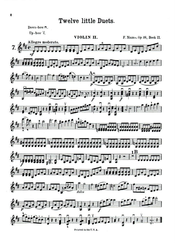 Mazas, Jacques Féréol - 12 Little Duets, Op 38, Book 2 - Two Violins - edited by Henry Schradieck - G Schirmer Edition