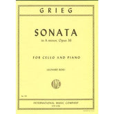 Grieg, Edvard - Sonata in a minor, Op 36 - Cello and Piano - edited by Leonard Rose - International Edition