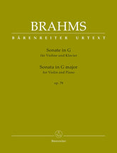 Brahms, Johannes - Sonata in G Major, Op 78 - for Violin and Piano - edited by Clive Brown and Neal Peres Da Costa - Barenreiter URTEXT