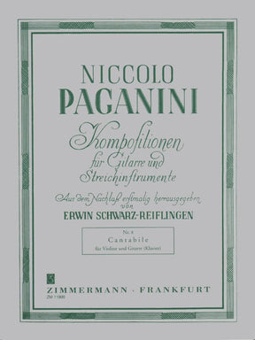 Paganini, Niccolò - Cantabile, Op 17 - Violin and Guitar - Zimmermann Edition