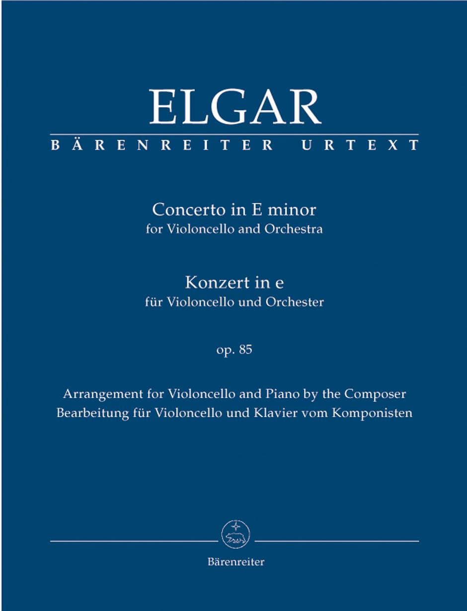 Elgar, Edward - Concerto in e-minor, Op 85 - Cello and Piano - edited by Jonathan Del Mar - Bärenreiter Verlag URTEXT