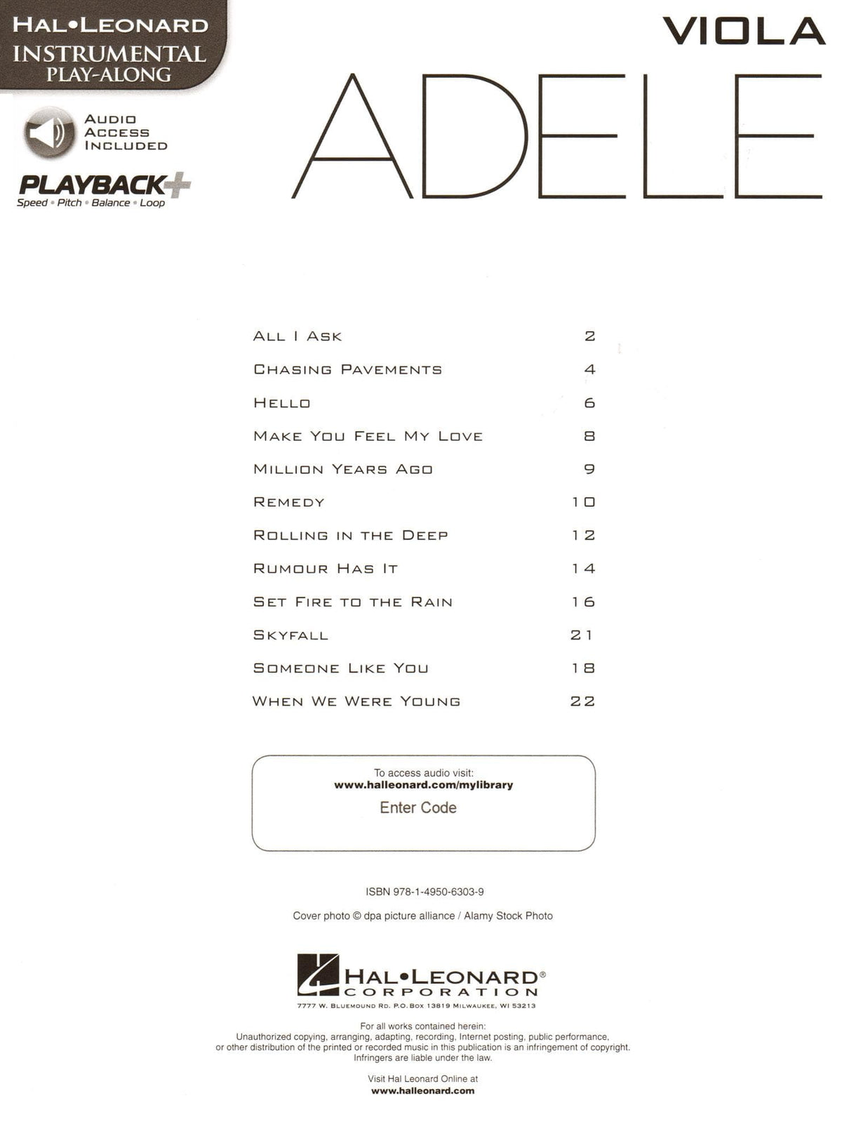 Adele - Instrumental Play-Along - for Viola with Audio Access Included - Hal Leonard