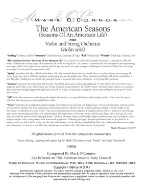 O'Connor, Mark - American Seasons for Violin and String Orchestra - Violin Solo - Digital Download