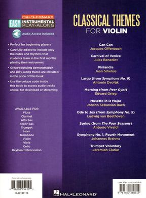Classical Themes - Instrumental Play-Along - for Violin with Online Audio - Hal Leonard
