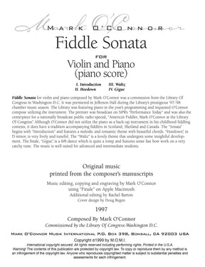 O'Connor, Mark - Fiddle Sonata for Violin and Piano - Piano Score - Digital Download