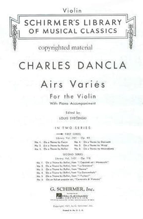 Dancla, Charles - 6 Airs Variés, Op 89 - Violin and Piano - edited by Louis Sve?enski - G Schirmer Edition