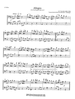 Handel, George Frideric - Nine Duets from Concerti Grossi, Op 6 - Two Cellos - arranged by Ronald C Dishinger - Medici Music Press