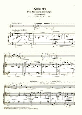 Berg, Alban - Violin Concerto - Violin and Piano - edited by Frank Peter Zimmermann - G Henle Verlag URTEXT