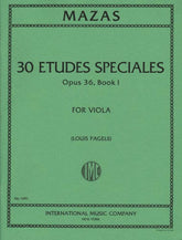 Mazas, Jacques Féréol - 30 Etudes Spéciales, Op 36, Book 1 - Viola solo - edited by Louis Pagels - International Music Co