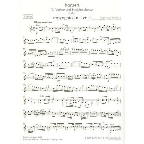 Haydn, Franz Joseph - Concerto No 1 in C Major, Hob VIIa:1 - Violin and Piano - edited by Walter Heinz Bernstein and Thomas Zehetmair - Breitkopf & Härtel Edition