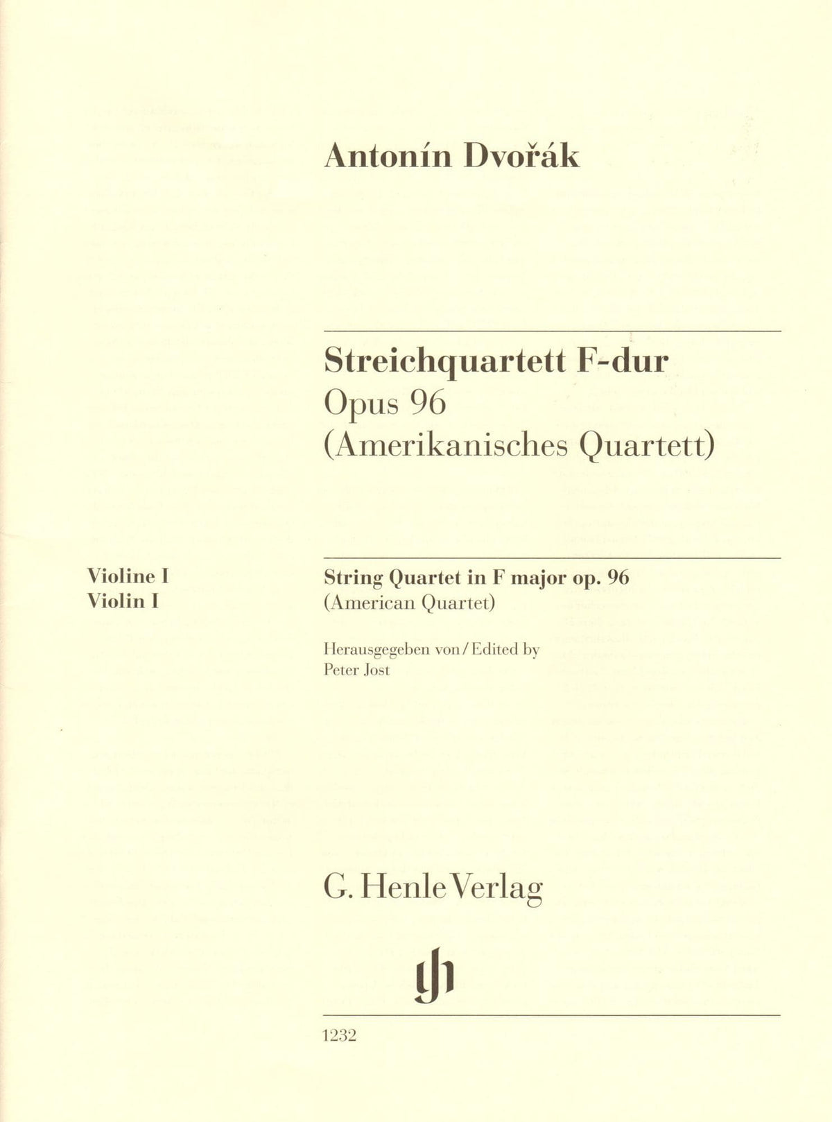 Dvorak, Antonin - String Quartet in F major - Opus 96 - Parts Only - Edited by Peter Jost - G Henle Verlag URTEXT
