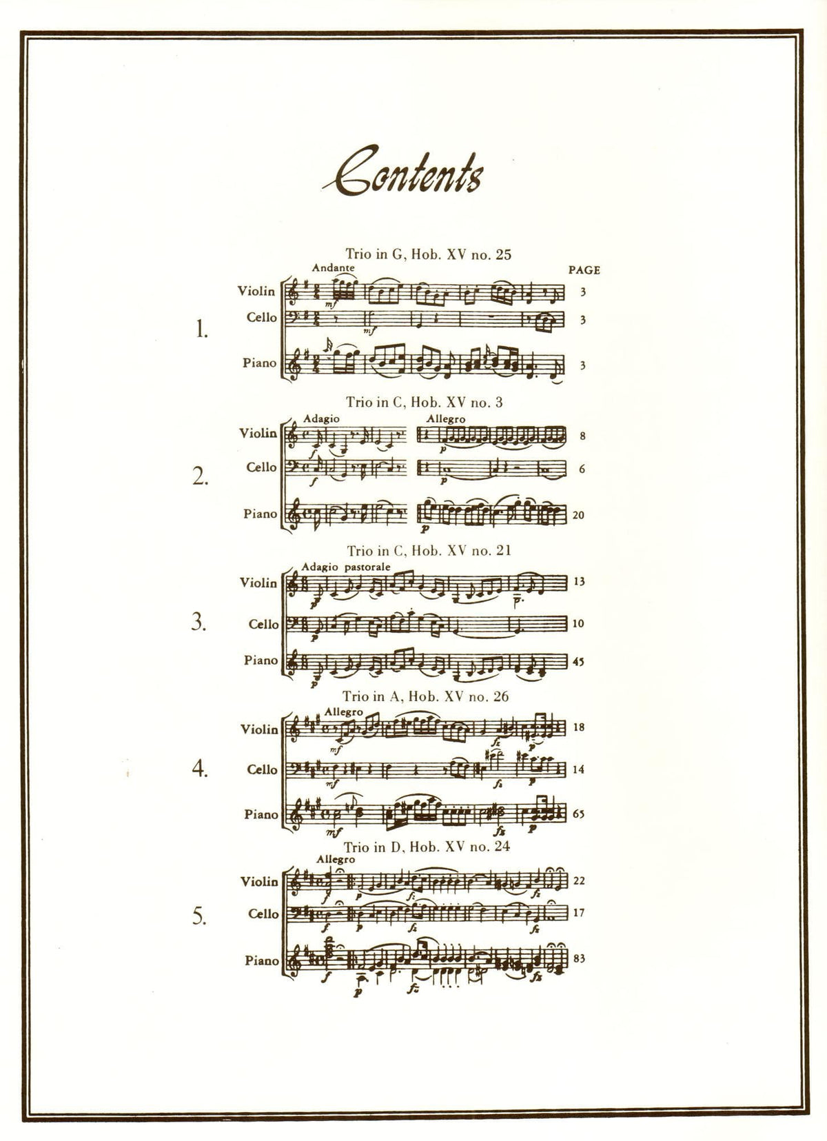 Haydn, Franz Joseph - Five Celebrated Piano Trios - Violin, Cello, and Piano - edited by Hermann - International Edition