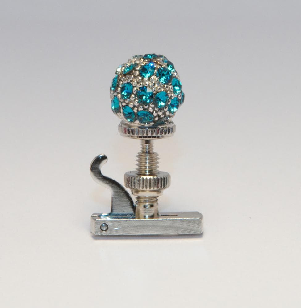 Luxitune Hill-Style String Adjuster, Pave Ball, Cerulean Blue Crystals, Rhodium - Violin E or Viola A