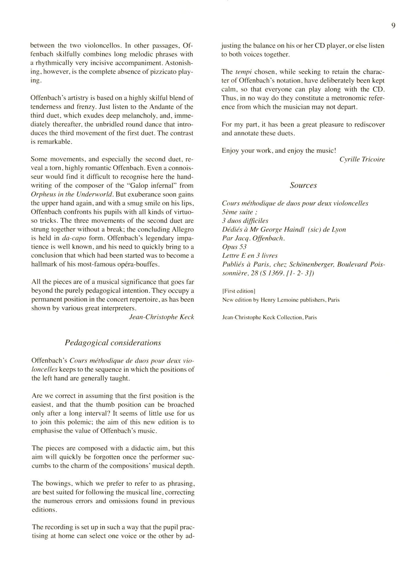 Offenbach, Jacques - Cours methodique de duos pour deux violoncelles, Vol. 5 - for Two Cellos, or Cello and CD - Edition Keck - Boosey & Hawkes