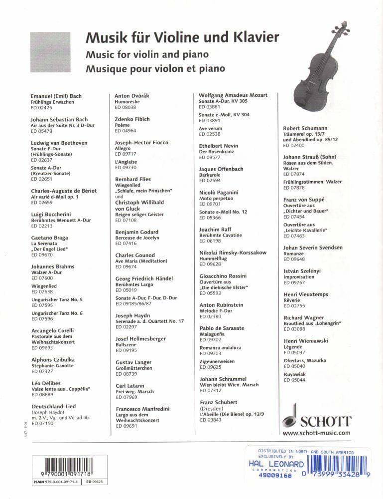Sarasate, Pablo - Zigeunerweisen, Op 20 - for Violin and Piano - edited by Lechner - Schott