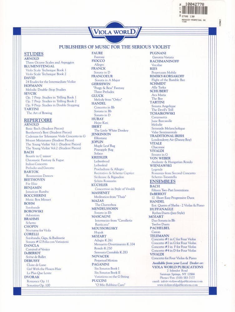 Ottokar Novacek-Perpetual Motion For Viola and Piano Published by Carl