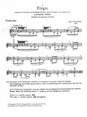 Stravinsky, Igor - Elegie for Solo Viola - Viola or Violin - Boosey & Hawkes