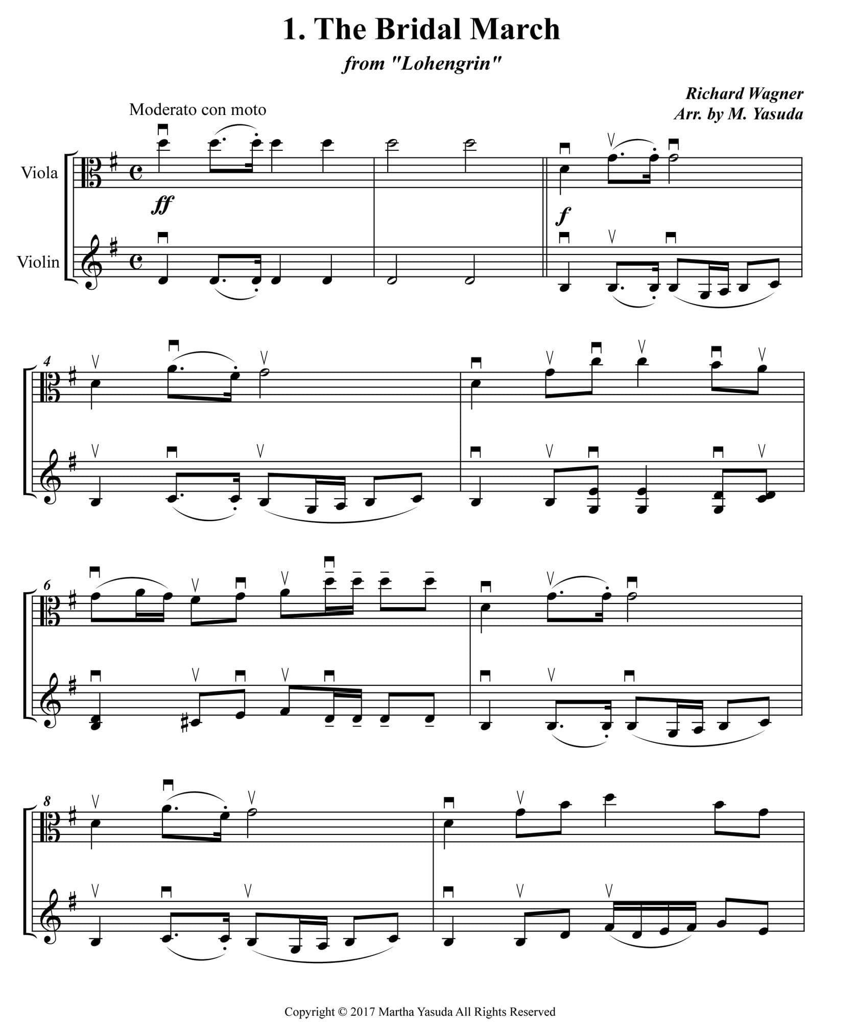 Yasuda, Martha - Wedding Melodies For Viola and Violin - Digital Download
