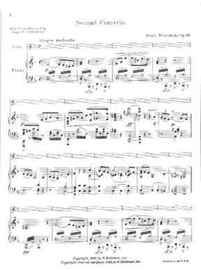 Wieniawski, Henryk - Violin Concerto No 2 in D Minor, Op 22 - for Violin and Piano - edited by Leopold Lichtenberg - Schirmer