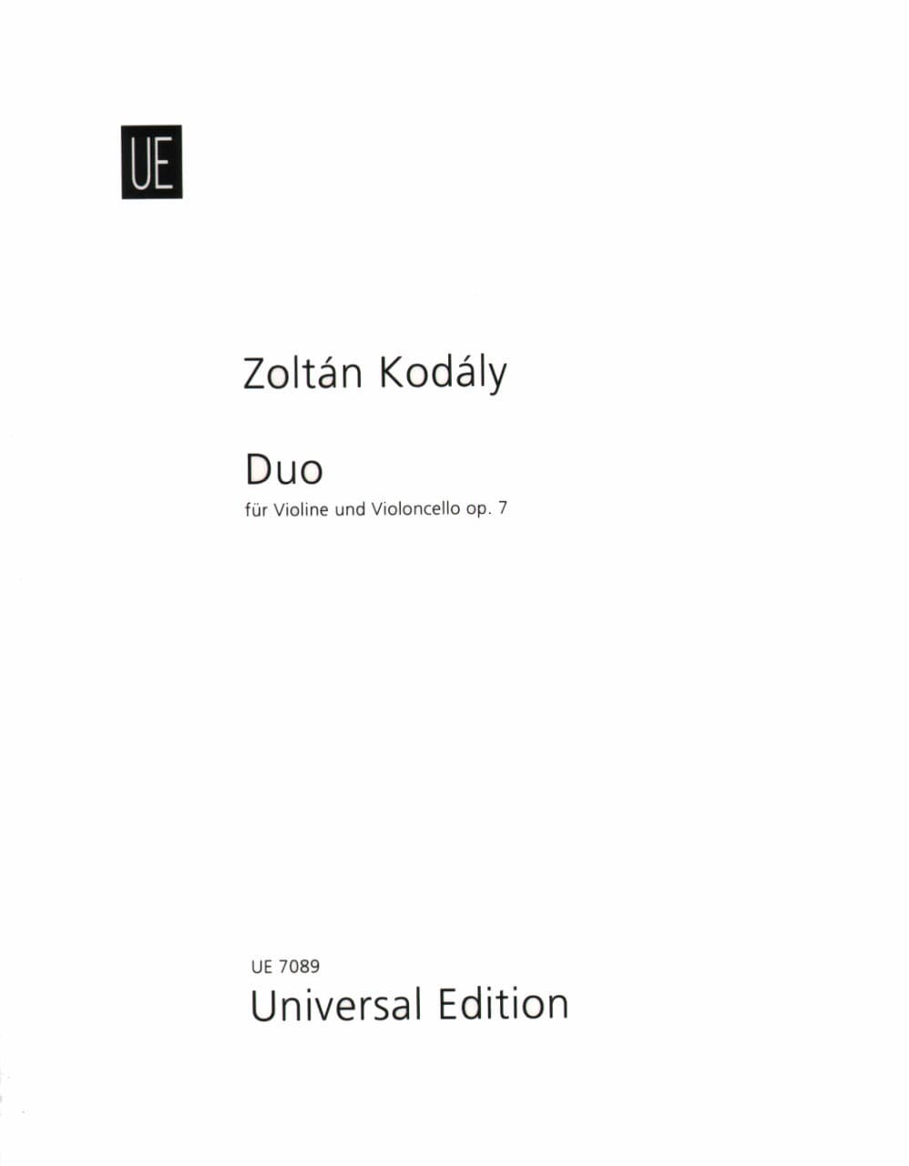 Kodály, Zoltán - Duo, Op 7 (1914) - Violin and Cello - Universal Edition
