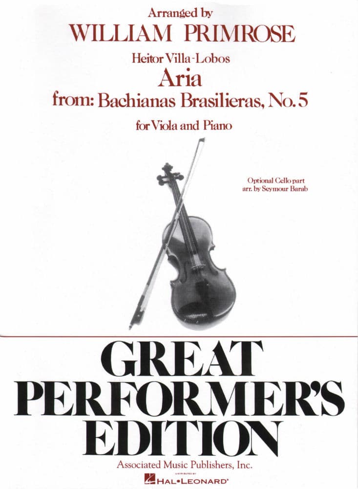 Villa-Lobos, Heitor - Aria from Bachianas Brasilieras No 5 For Viola and Piano with Optional Cello Published by Associated Music Publishers, Inc