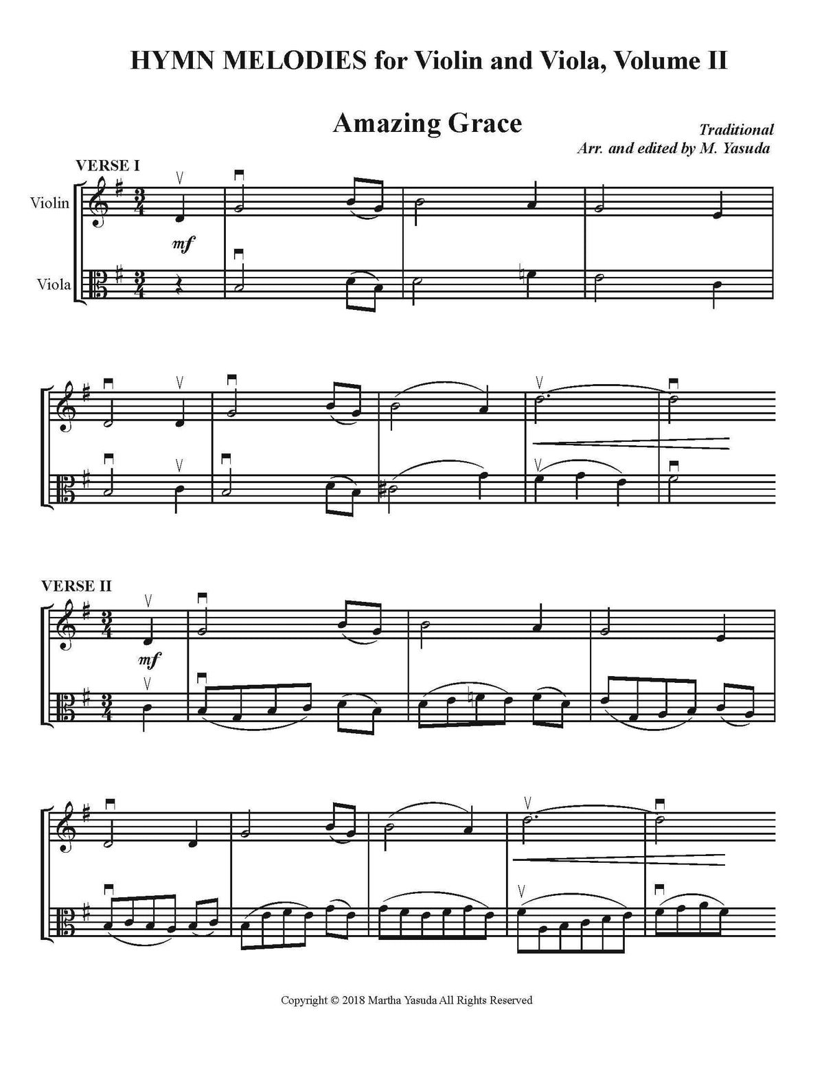 Yasuda Hymn Melodies Violin & Viola Vol 2 Digital