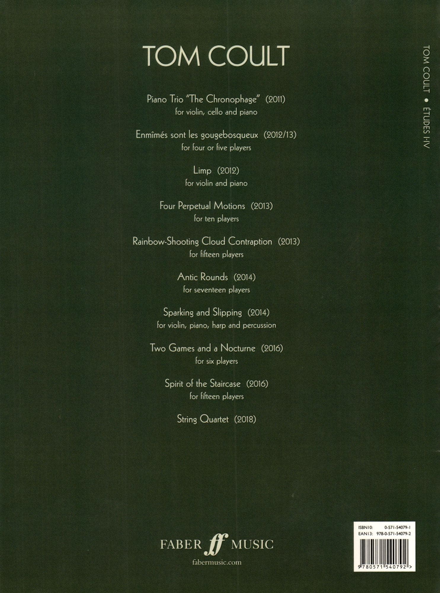 Coult, Tom - Etudes I-IV for Solo Violin - Faber Music Edition