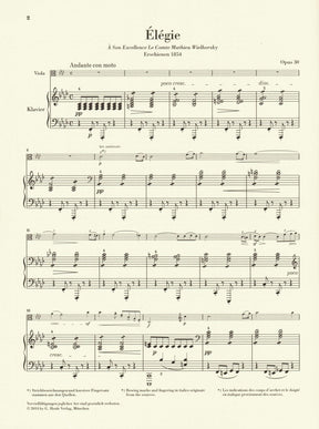 Vieuxtemps, Henri - Elegie, Opus 30 - for Viola and Piano - edited by Jost and Zimmermann - G Henle URTEXT