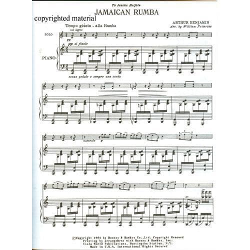 Benjamin, A - Jamaican Rumba for Viola and Piano - Arranged by Primrose - Viola World Publication