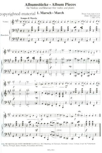 Shostakovich, Dmitri - Album Pieces for Violin and Piano - Violin and Piano - edited by Fortunatov - Sikorski