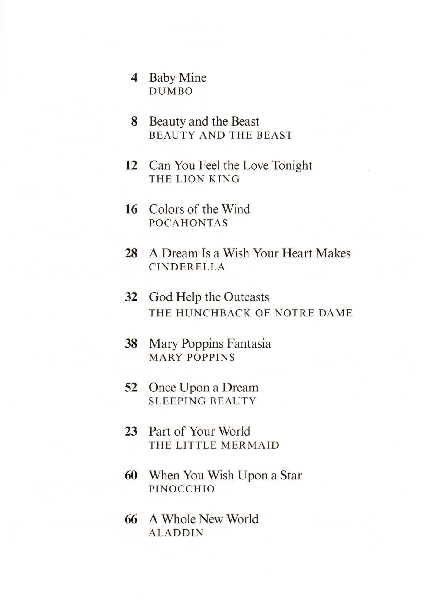 Disney Songs - for Solo Violin & Piano - 11 Arrangements - Hal Leonard Publications
