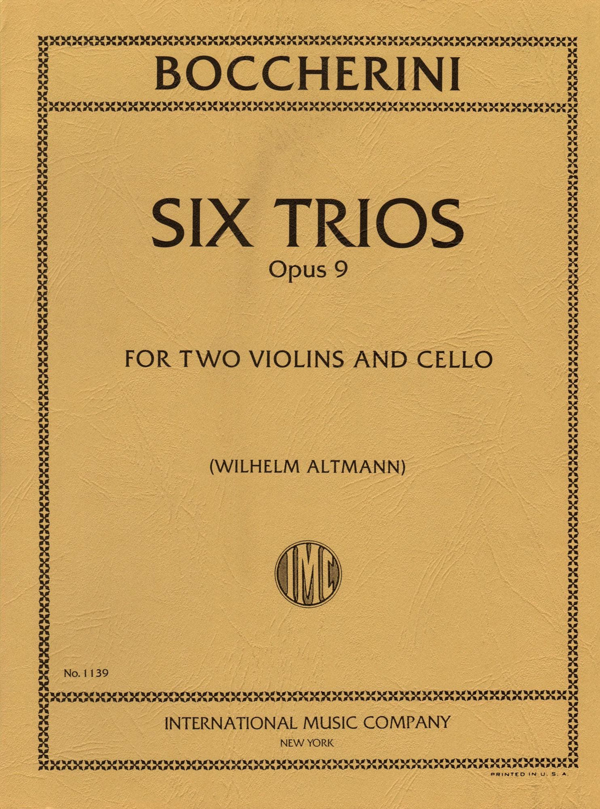 Boccherini, Luigi - 6 Trios Op 9 G 89-94 for Two Violins and Cello - Arranged by Altmann-Lyman - International Edition