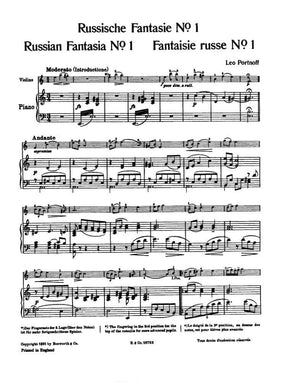 Portnoff, Leo - Russian Fantasia No 1 in A Minor - Violin and Piano - Bosworth
