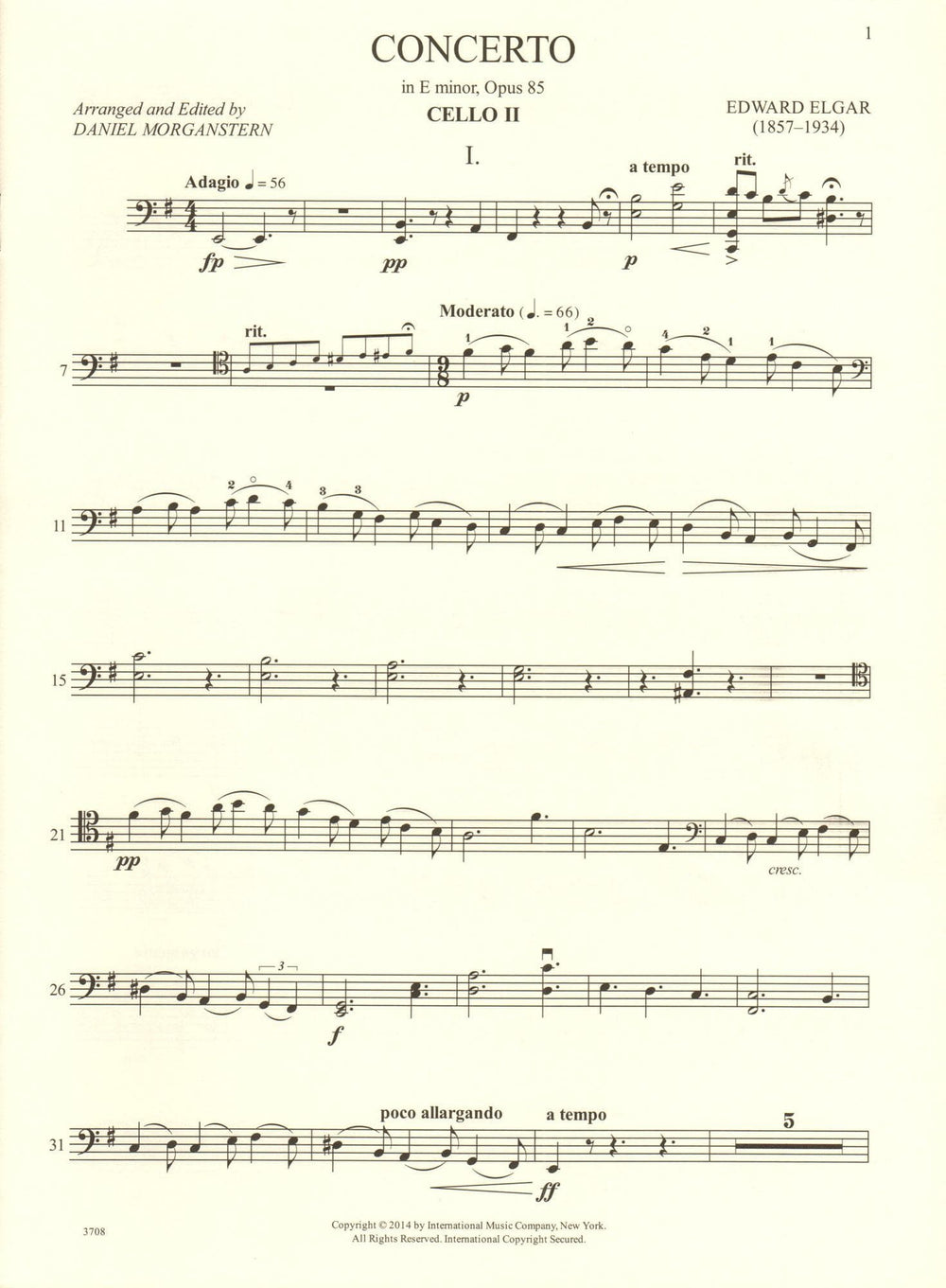 Elgar Cello Concerto Sheet Music Classical Strings