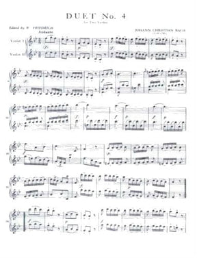 Bach, Johann Christian - Six Duets, Volume 2 - Two Violins - edited by W Friedrich - International Music Co