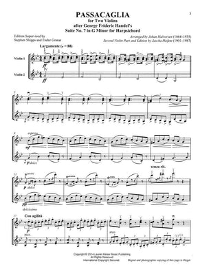 Handel, George Frederic - Heifetz Collection: Passacaglia for Two Violins - arranged by Johan Halvorsen and Jascha Heifetz - edited by Stephen Shipps and Endre Granat - Lauren Keiser