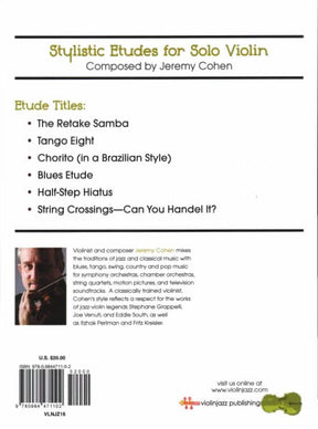 Cohen, Jeremy - Stylistic Etudes for Solo Violin - Violinjazz Editions